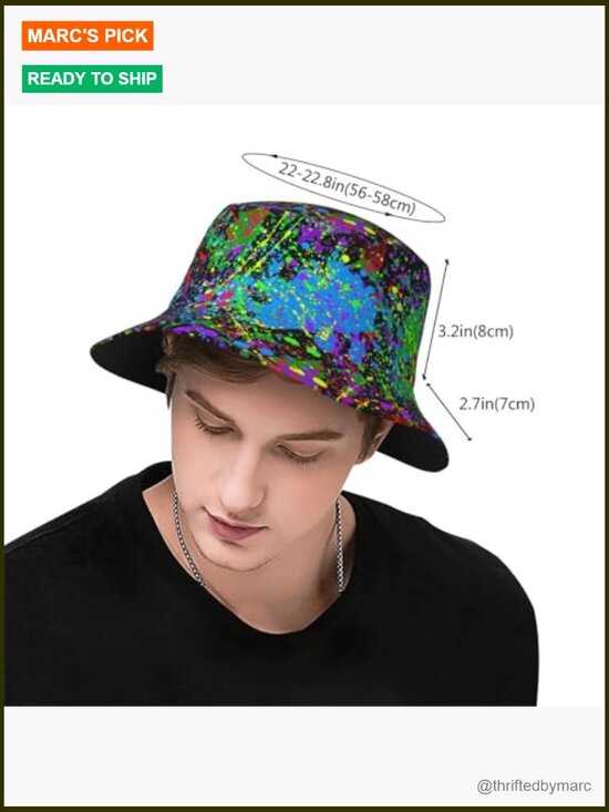 Glow in Dark Splatter Bucket Hat Sun Beach Fisherman Cap Outdoor main image 6